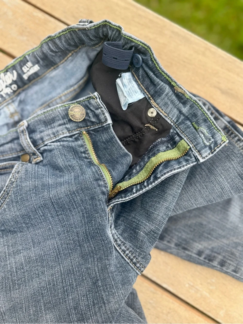 Wrangler Retro Girls Size 12 Adjustable Waist Slim‎ Straight Jeans Denim Regular